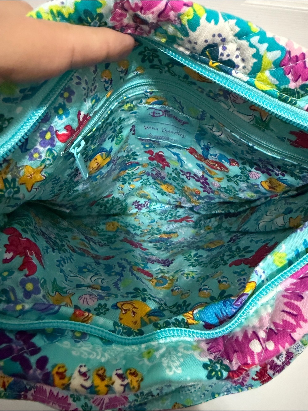 Vera Bradley Disney Parks Ariel Little Mermaid Triple Zip Hipster Crossbody Bag - Picture 8 of 13